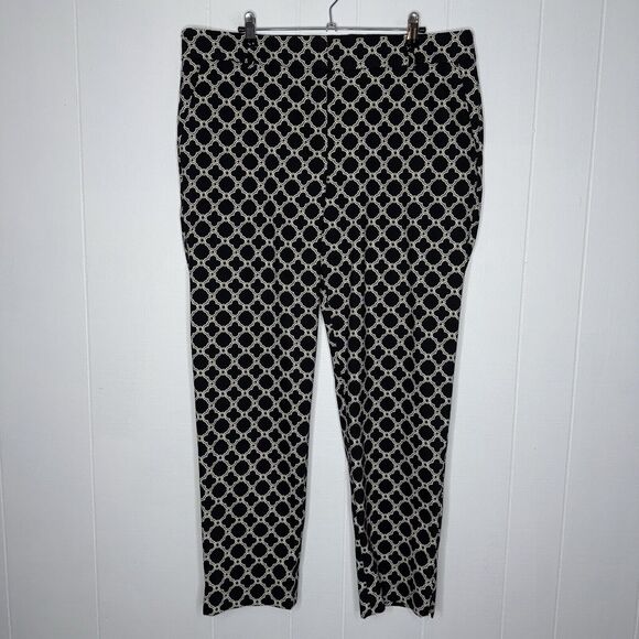Talbots Women’s Hampshire Ankle Pants Lattice Jacquard Print Black Size 16 - Picture 1 of 5
